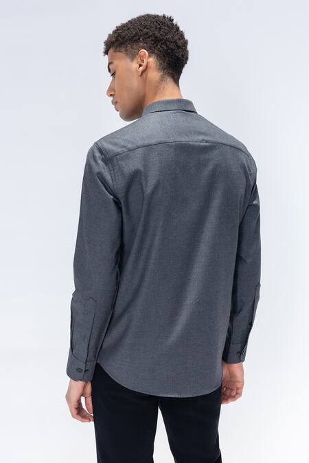 Shop Amit Arora Gray Kota Doria Embroidery Dark Grey Shirt at Aza Fashions Shop_Amit Arora_Gray Kota Doria Embroidery Dark Grey Shirt_at_Aza_Fashions