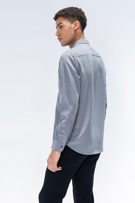 Amit Arora Grey Hand-Embroidered Bird Motif Shirt 