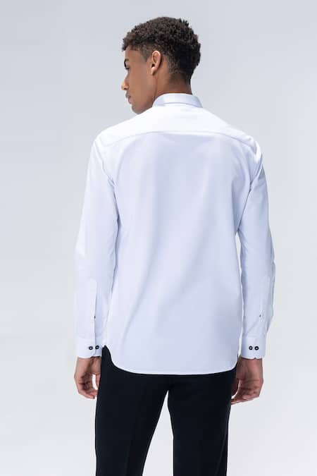 Shop_Amit Arora_White Embroidery Leopard Casual Shirt _at_Aza_Fashions