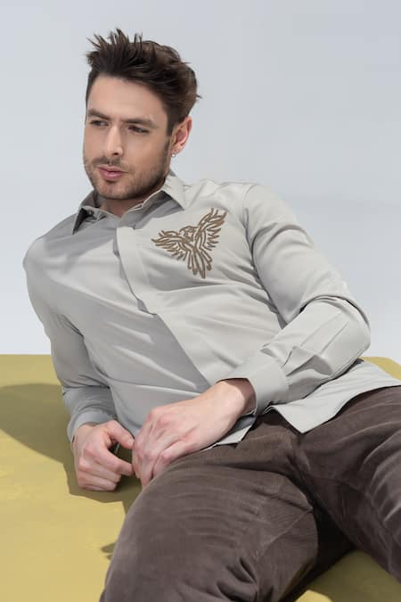 Amit Arora Fawn Hand-Embroidered Casual Shirt 