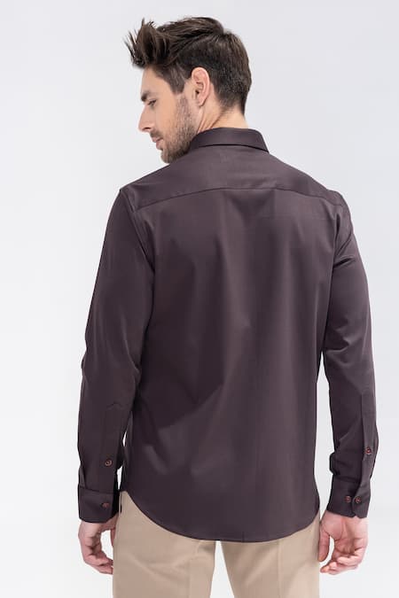 Amit Arora Brown Embroidered Horse Motif Shirt 