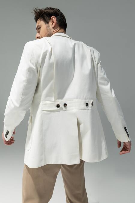 Buy_Amit Arora_White Knit Single Breasted Blazer _Online_at_Aza_Fashions