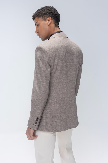 Amit Arora Beige Textured Single Breasted Blazer 