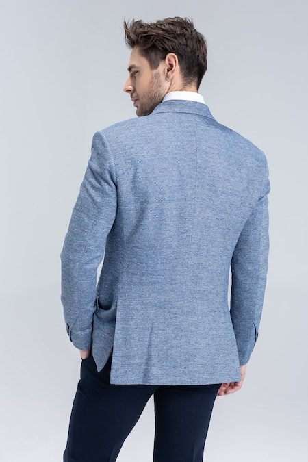 Amit Arora Medium Blue Textured Blazer 