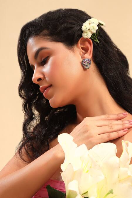 Buy Modarta Multi Color Diamonds, Stones Tiger Shaped Stud Earrings Online at Aza Fashions Buy_Modarta_Multi Color Diamonds, Stones Tiger Shaped Stud Earrings_Online_at_Aza_Fashions