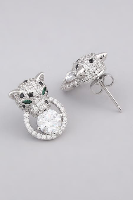 Modarta Diamond Studded Tiger Earrings 