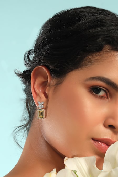 MODARTA Yellow Sapphire Designer Earrings 
