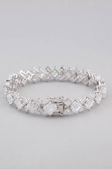 Buy_Modarta_Silver Plated Crystals Diamond Tennis Bracelet _Online_at_Aza_Fashions