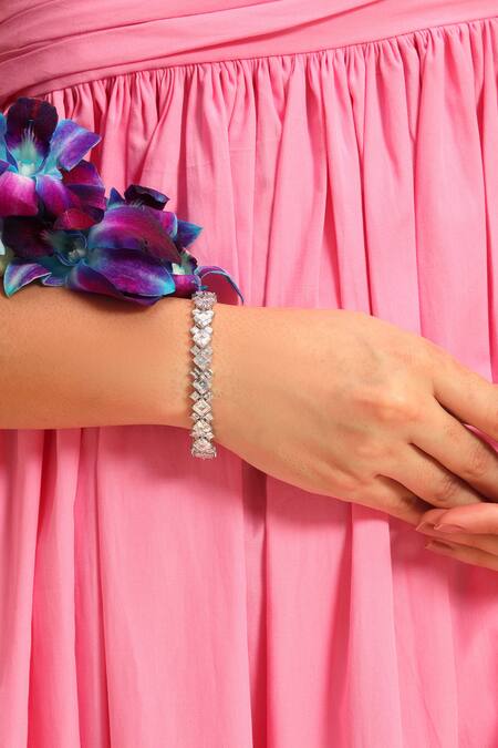 Shop_Modarta_Silver Plated Crystals Diamond Tennis Bracelet _Online_at_Aza_Fashions