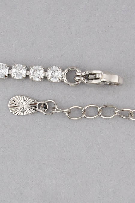 Shop_Modarta_Silver Plated Imitation Diamonds Solitaire Tennis Bracelet _Online_at_Aza_Fashions