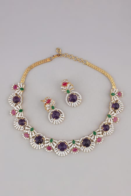 Modarta Multi-Color Amethyst Gemstone Necklace Set 