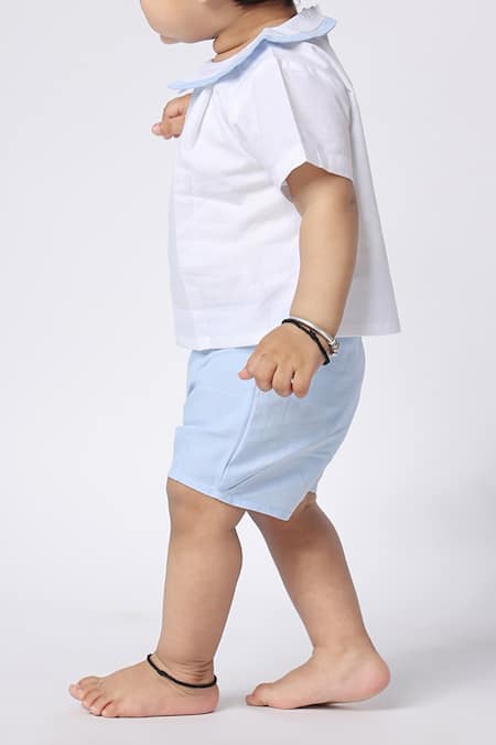 Buy Petite Pomme White Linen, Cotton Boys Shirt And Shorts Set Online at Aza Fashions Buy_Petite Pomme_White Linen, Cotton Boys Shirt And Shorts Set _Online_at_Aza_Fashions