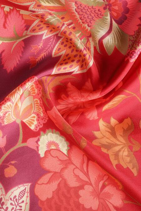 Shop Shingora Maroon Floral Printed Silk Stole Online at Aza Fashions Shop_Shingora_Maroon Floral Printed Silk Stole _Online_at_Aza_Fashions