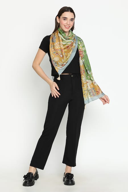Shingora Floral Printed Silk Stole 