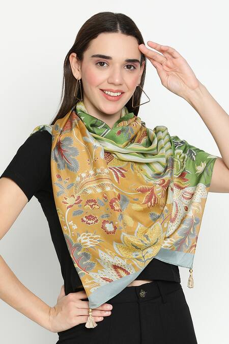 Buy Shingora Green Floral Printed Silk Stole Online at Aza Fashions Buy_Shingora_Green Floral Printed Silk Stole _Online_at_Aza_Fashions