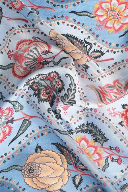 Shop_Shingora_Blue Printed Silk Stole With Tassels _Online_at_Aza_Fashions