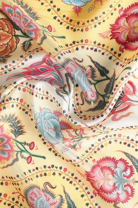 Shop_Shingora_Yellow Printed Silk Stole _Online_at_Aza_Fashions