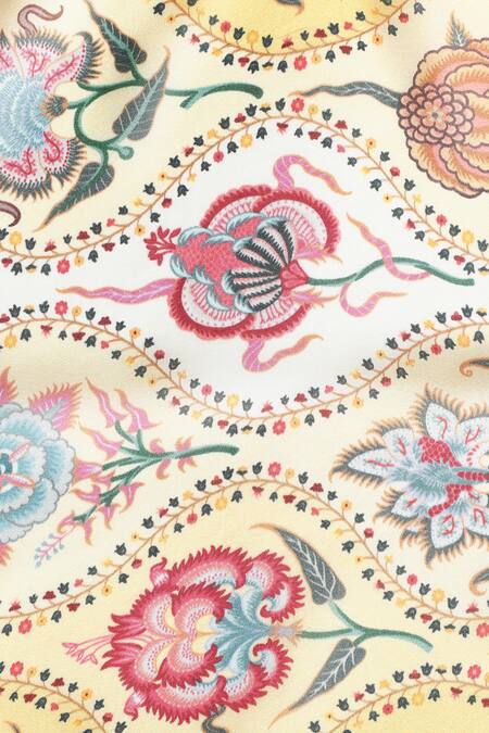 Shingora_Yellow Printed Silk Stole _at_Aza_Fashions