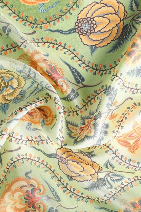 Shop_Shingora_Green Printed Silk Stole _Online_at_Aza_Fashions