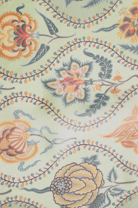 Shingora_Green Printed Silk Stole _at_Aza_Fashions