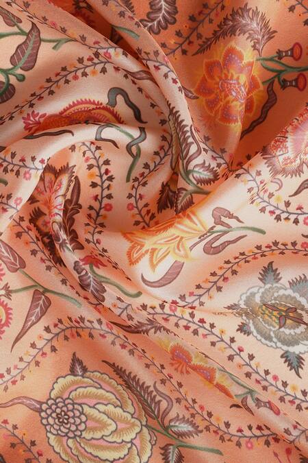 Shop Shingora Rust Printed Silk Stole Online at Aza Fashions Shop_Shingora_Rust Printed Silk Stole _Online_at_Aza_Fashions