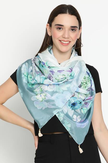 Buy_Shingora_Sky Blue Floral Printed Silk Stole_Online_at_Aza_Fashions