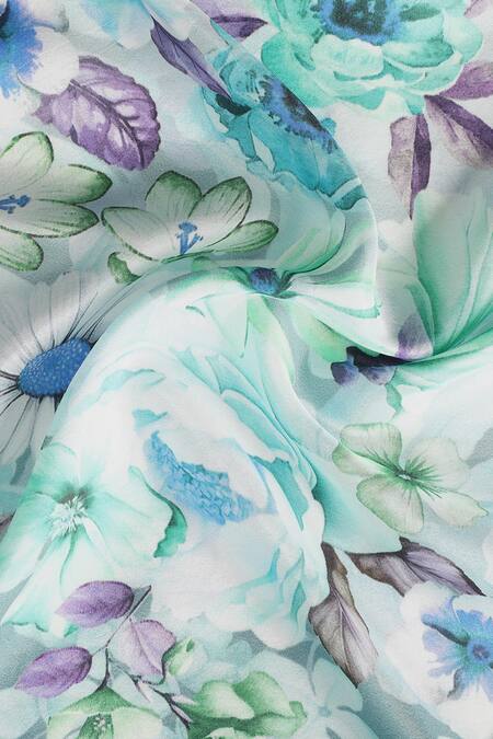 Shop_Shingora_Sky Blue Floral Printed Silk Stole_Online_at_Aza_Fashions
