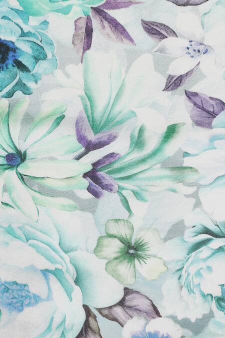 Shingora_Sky Blue Floral Printed Silk Stole_at_Aza_Fashions