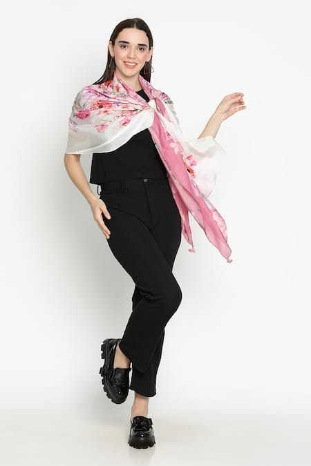 Shingora Floral Printed Silk Stole 