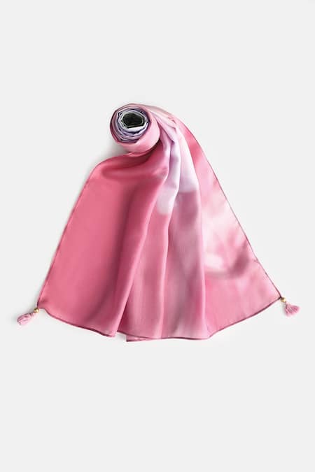 Shingora_Green Printed Silk Stole_Online_at_Aza_Fashions