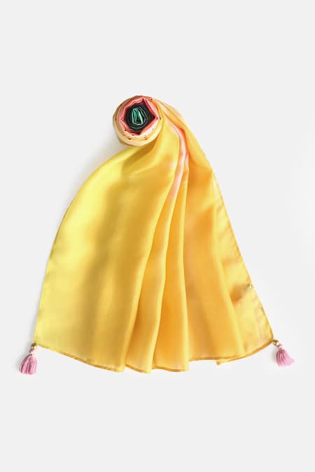 Shingora_Green Printed Silk Stole_Online_at_Aza_Fashions