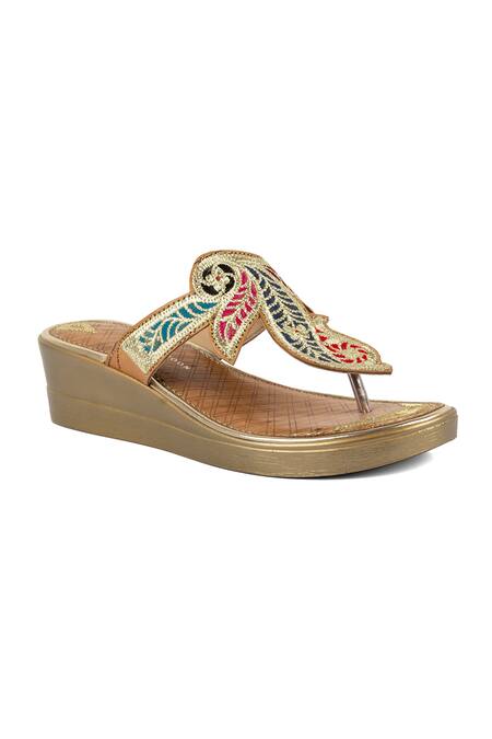 Shop Vanilla Moon Multi Color Embroidery Wedge Sandals Online at Aza Fashions Shop_Vanilla Moon_Multi Color Embroidery Wedge Sandals_Online_at_Aza_Fashions