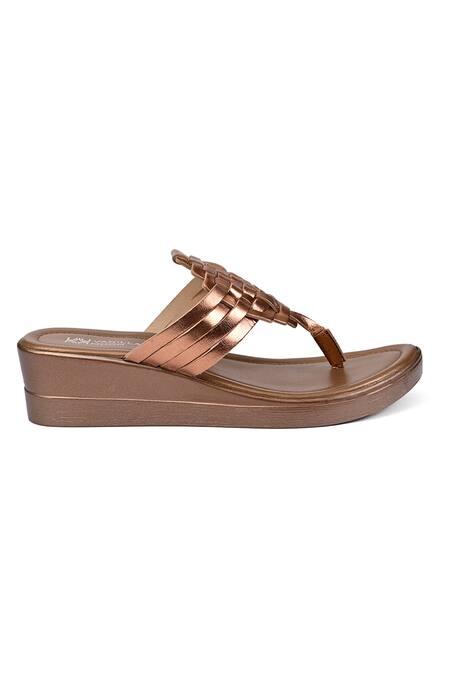 Buy_Vanilla Moon_Brown Designer Woven Strap Wedges_Online_at_Aza_Fashions