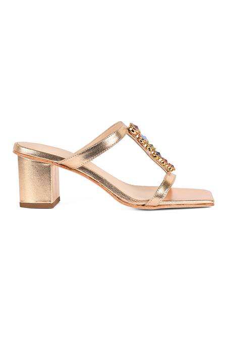 Vanilla Moon Gold Crystals Designer Heels With Stone Embellishments Online at Aza Fashions Vanilla Moon_Gold Crystals Designer Heels With Stone Embellishments_Online_at_Aza_Fashions