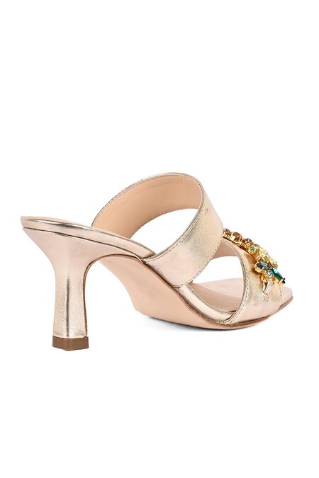 Shop_Vanilla Moon_Gold Crystals Designer Delta Embellished Heels_Online_at_Aza_Fashions