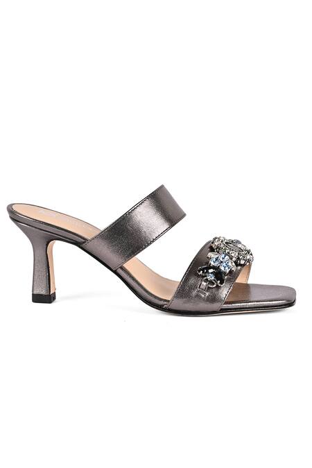 Vanilla Moon_Gray Crystals Delta Pewter Grey Designer Heels_Online_at_Aza_Fashions