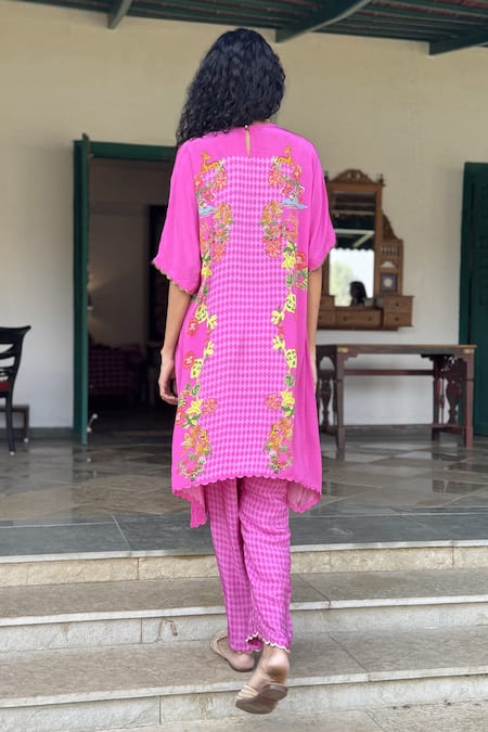 Basil Leaf Printed Pink Kurta Set 