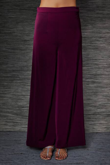 Buy Mehak Murpana Maroon Round Neck Crop Top And Flared Pant Set Online at Aza Fashions Buy_Mehak Murpana_Maroon Round Neck Crop Top And Flared Pant Set _Online_at_Aza_Fashions