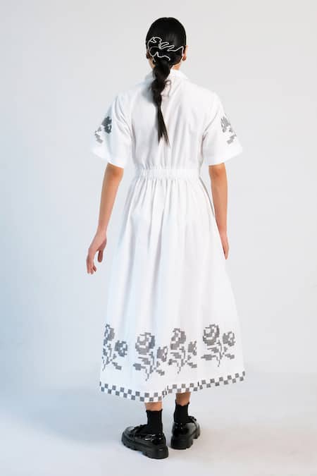 Merakus Cross Stitch Embroidery Cotton Dress 