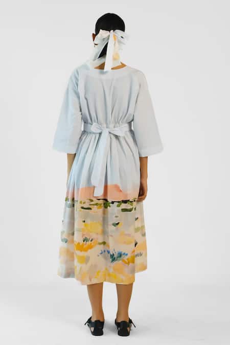 Merakus Abstract Print Cotton Midi Dress 