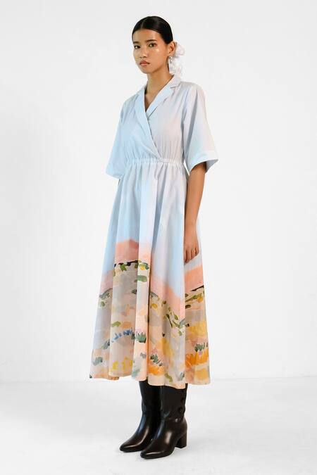 Buy_Merakus_Multi Color Cotton Collared Abstract Print Cuban Dress _Online_at_Aza_Fashions