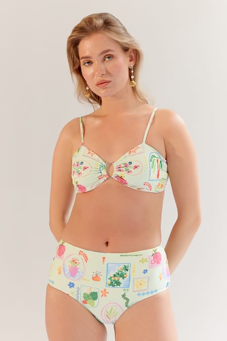 NOIB Multi Color Nylon, Spandex Scoop Neck Ida Digital Print Bikini Set Online at Aza Fashions NOIB_Multi Color Nylon, Spandex Scoop Neck Ida Digital Print Bikini Set_Online_at_Aza_Fashions
