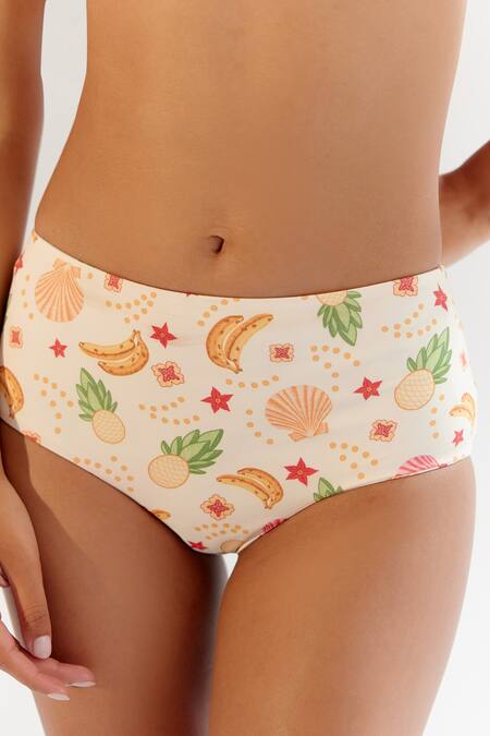 NOIB Cream Nylon, Spandex Plunge Neck Ida Bikini Set - Seashell at Aza Fashions NOIB_Cream Nylon, Spandex Plunge Neck Ida Bikini Set - Seashell_at_Aza_Fashions