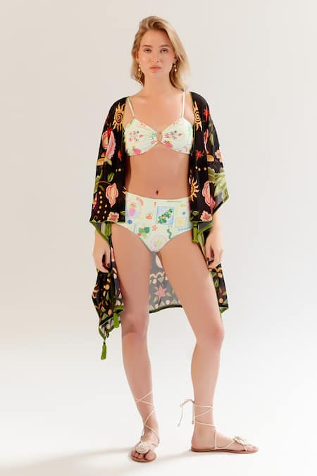 NOIB_Multi Color Open Neck June Seashell Print Cover Up _Online_at_Aza_Fashions