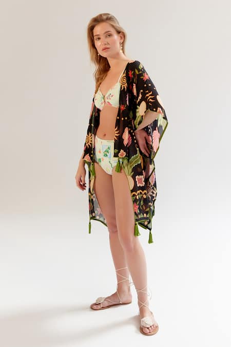 Buy_NOIB_Multi Color Open Neck June Seashell Print Cover Up _Online_at_Aza_Fashions