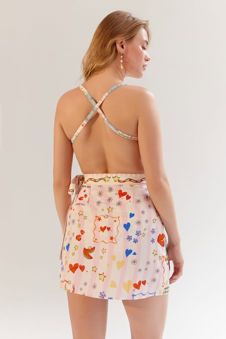 NOIB Digital Print Wrap Skirt 