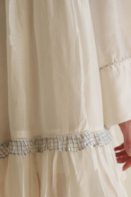 Buy Shruti Sancheti White Muslin Embroidery V-neck Short Dress Buy_Shruti Sancheti_White Muslin Embroidery V-neck Short Dress