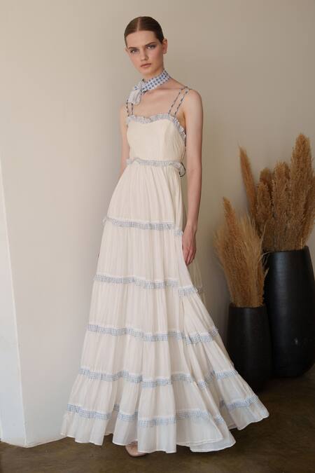 Buy_Shruti Sancheti_White Muslin Embroidery Open Neck Maxi Dress _Online_at_Aza_Fashions