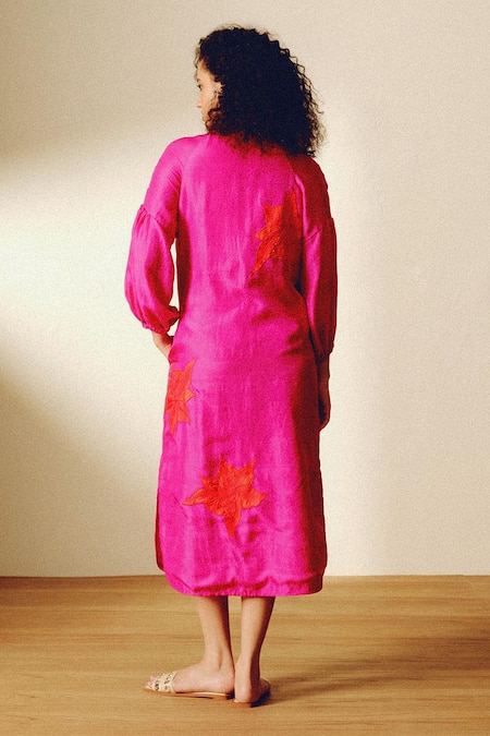 Kavya Singh Kundu Handwoven Mulberry Silk Pink Dress 