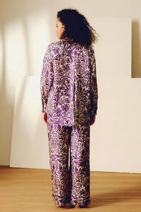 Kavya Singh Kundu Floral Print Handwoven Silk Pant Set 